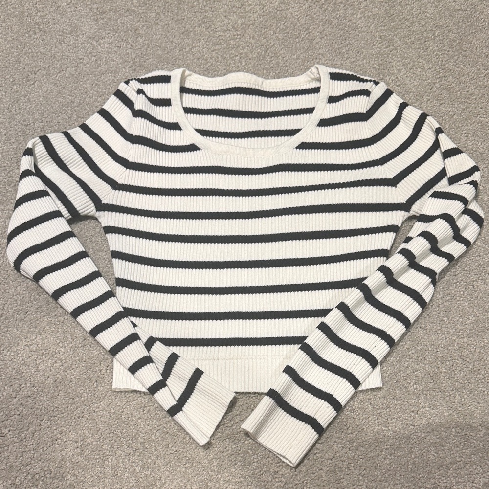 Striped Long Sleeve Ribbed Top